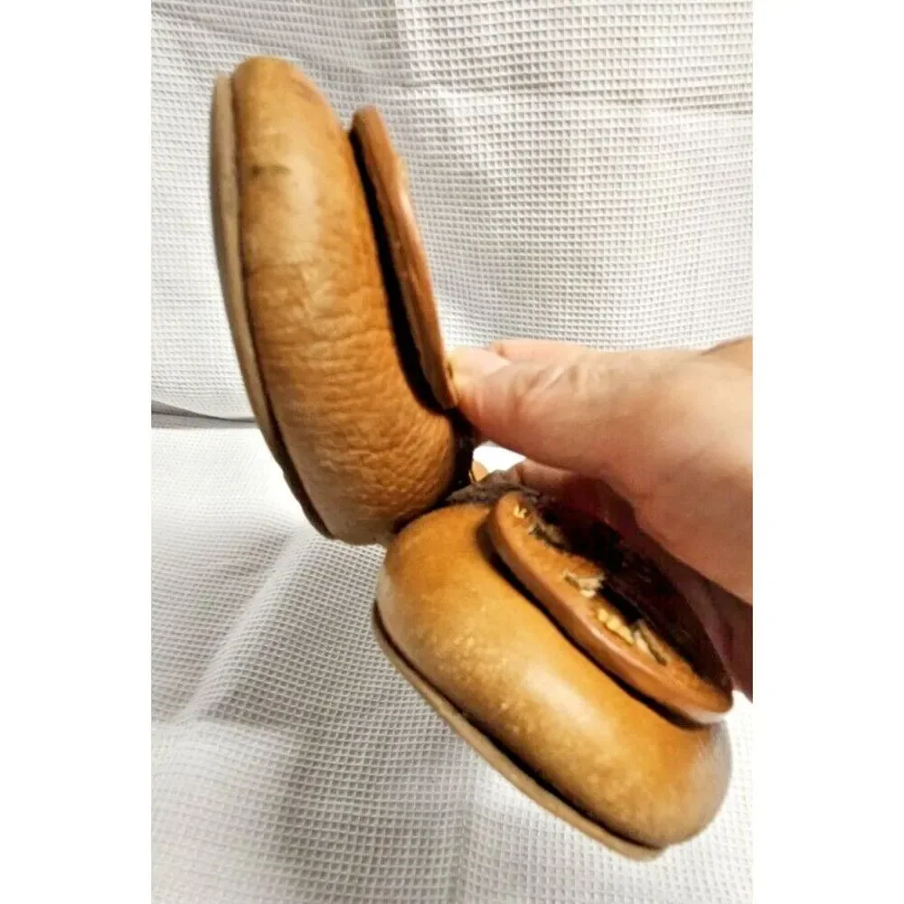 TORY BURCH Minnie travel ballet flat camel pebbled all leather upper woman Sz 6M